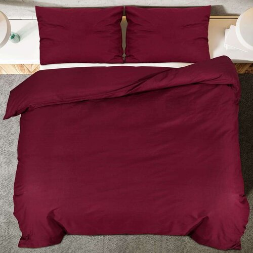  Set posteljine za poplun bordo 260 x 240 cm lagana mikrovlakna Slike