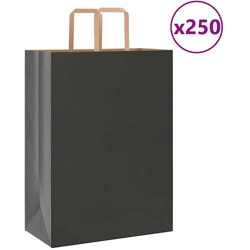  Papirnate vrećice 250 kom s ručkama crne 32x17x44 cm Cene