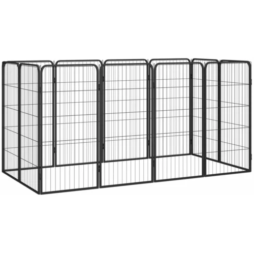vidaXL Pasja ograda z 12 paneli črna 50x100 cm prašno barvano jeklo