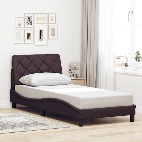 VidaXL Posteljni okvir brez vzmetnice temno rjav 90x200 cm blago Slike