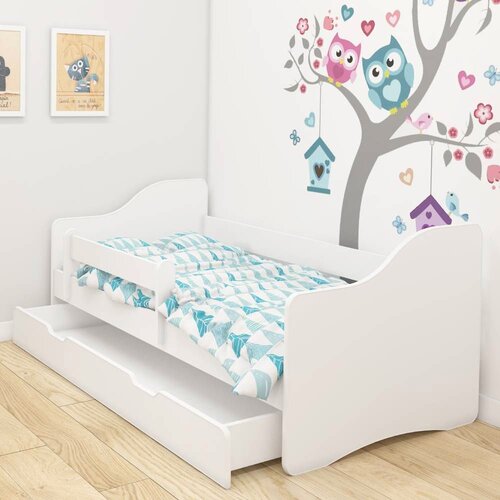 ACMA Dječji krevet III bez motiva, bočna bijela + ladica 140x70 cm Cijene