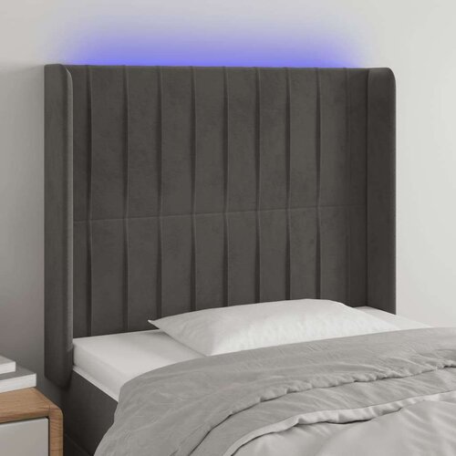  Posteljno vzglavje temno sivo 83x16x118/128 cm žamet, (20794607) Slike