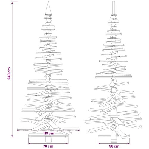  Drveno božićno drvce KOTKA 240 cm Masivna borovina - 240 cm Tamno smeđa zavr&amp;scaron;na obrada Slike