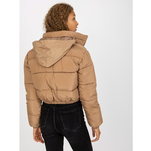 Fashion Hunters Iseline camel short winter jacket with hood Slike