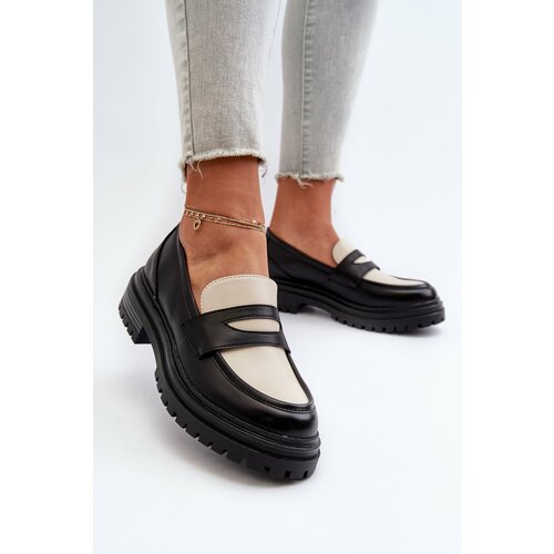 Kesi Women's loafers with flat heels and platform Black Kaldira Slike