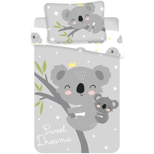 Jerry Fabrics Siva bombažna otro&scaron;ka posteljnina za otro&scaron;ko posteljico 100x135 cm Koala "Sweet Dreams" &ndash; Cene