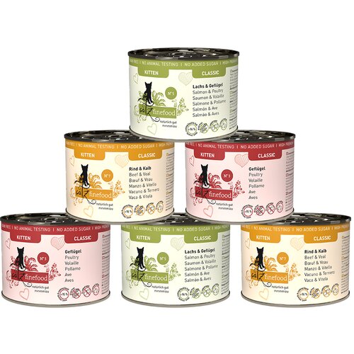 Catz finefood Kitten 6 x 200 g - (6 x 200 g) Mije&amp;scaron;ano pakiranje (3 vrste) Slike