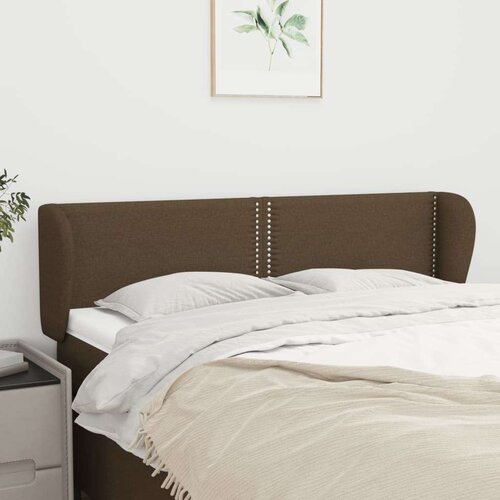  Vzglavje z u&amp;scaron;esi temno rjavo 147x23x78/88 cm blago, (20736774) Slike