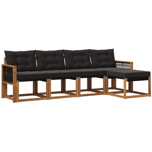 vidaXL Zunanja garnitura za sedenje z blazino 5 pcs Naravna in črna, (5000279677) Cene