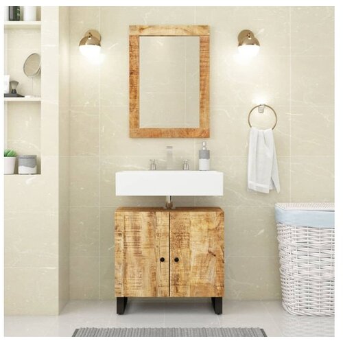 vidaXL 2-dijelni set kupaonskog namještaja od masivnog drva manga Cijene