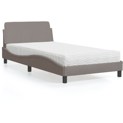 VidaXL Postelja z vzmetnico taupe 100x200 cm blago Slike
