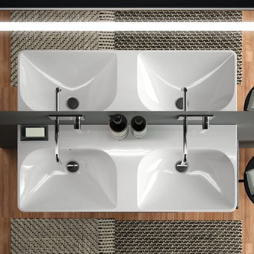 Geberit 500.224.01.1 Smyle Square 120 x 48 cm dvojni keramični umivalnik brez odprtine za armaturo Slike