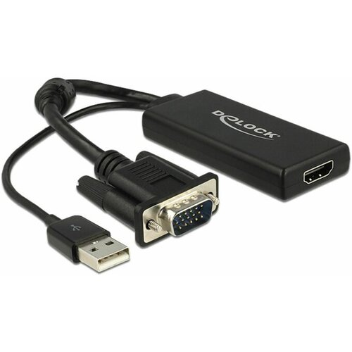 Delock VGA / HDMI adapter [1x VGA-utikač => 1x HDMI-utičnica] crne boje Cijene