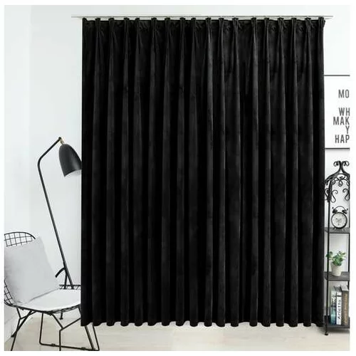  Zatemnitvena zavesa z obešali žametna črna 290x245 cm