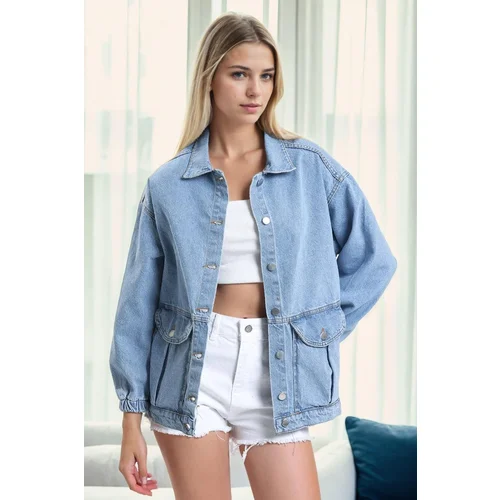 Dewberry 57796 Women Denim Jacket-BLUE