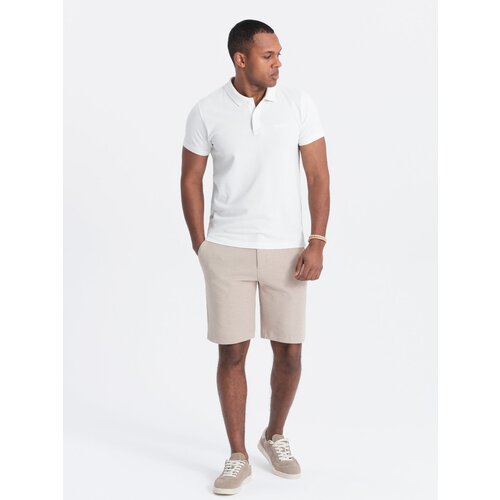 Ombre Men&amp;#039;s shorts made of two-tone melange knit fabric - sand Slike