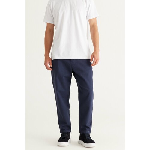 AC&Co / Altınyıldız Classics Men's Navy Blue Relax Fit Casual Cut 100% Cotton Trousers with Tie Waist Slike