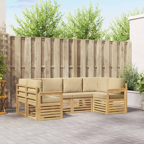  Set vanjskih sofa 5 pcs Bijela i Bež 245 x 128,5 x 73 cm Cijene