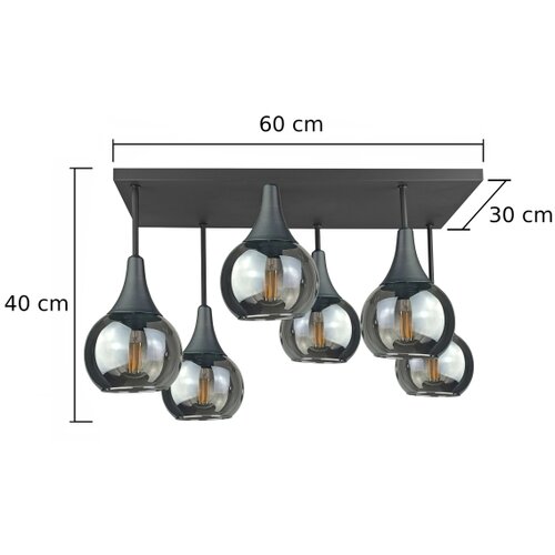  Plafonski luster SOMA 6xE27/60W/230V crna/zadimljena crna Slike