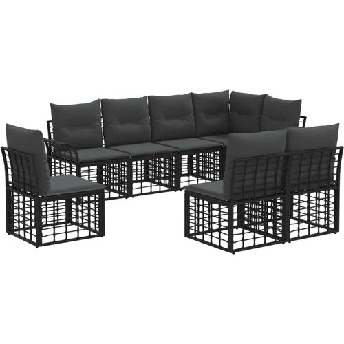  Set vanjskih sofa s jastukom 8 pcs Crna i tamno siva Poliester Cijene