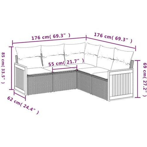 vidaXL 5-dijelni vrtni set sofa s jastucima bež od poliratana Cijene