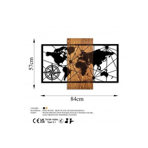 Wallxpert Zidna dekoracija Mapa svijeta 3 M, 84x57cm Slike