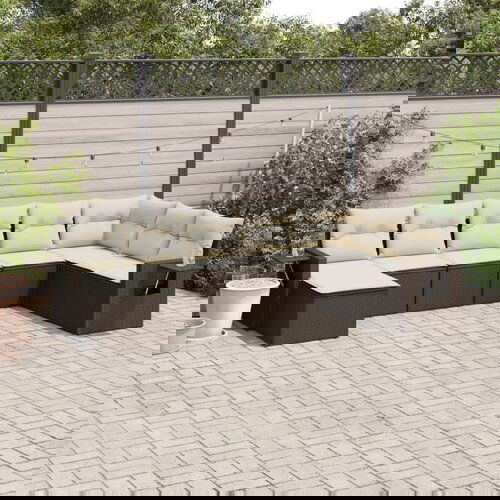  The Living Store Vrtna sedežna garnitura 8-delna z blazinami rjav poli ratan - Vrtna Sedežna Garniture, (21480797) Cene