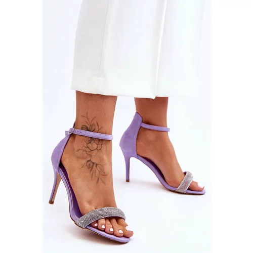 Kesi Suede High heel sandals with rhinestones purple Moments