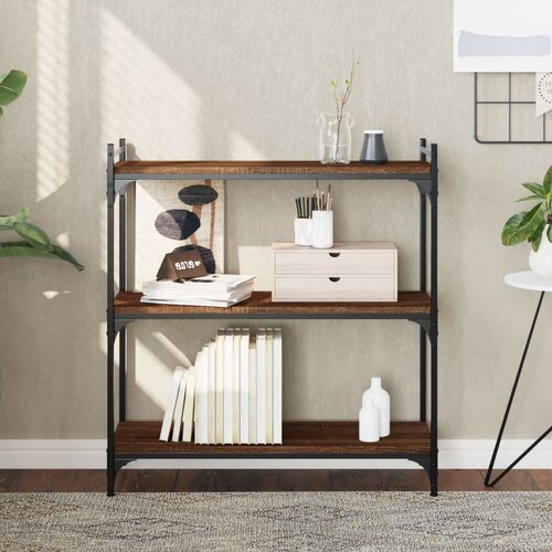 vidaXL Regal za knjige s 3 razine smeđa boja hrasta 80x30x86 cm drveni Cijene