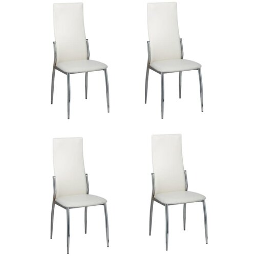 Maison Chic Jedilni stoli - Vzorci stoli 4 kosi belo umetno usnje A645, (22032320) Slike