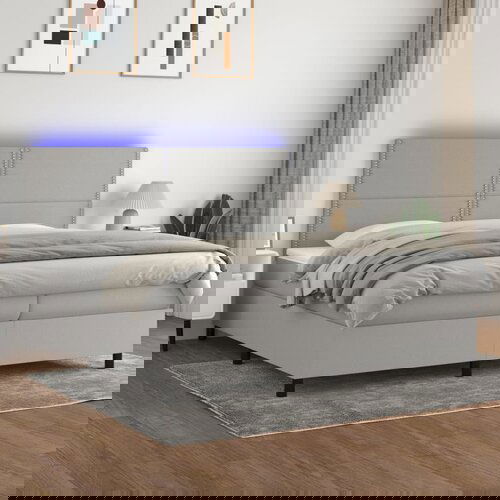 The Living Store Box spring postelja z vzmetnico LED sv. siva 200x200 cm blago - Box Spring Postelja, (21517865) Cene