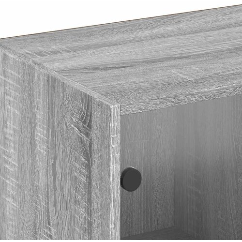 Regal za knjige s vratima siva boja hrasta 204x37x75 cm drveni Slike