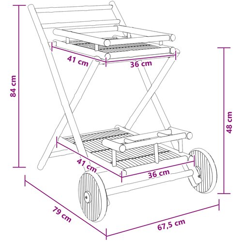  Kolač s čajem na kotačima Prirodna 79 x 67.5 x 84 cm Bambus Slike