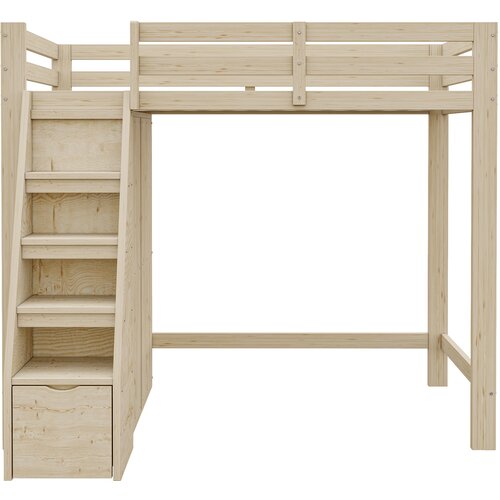 Lumor Postelja Mezzanine 90x200 cm iz lesa - z omaro in predalom - naravna, (22155964) Cene