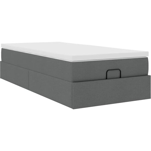 vidaXL Otomanski posteljni okvir z vzmetnico siv 80x200 cm blago, (21608276) Cene