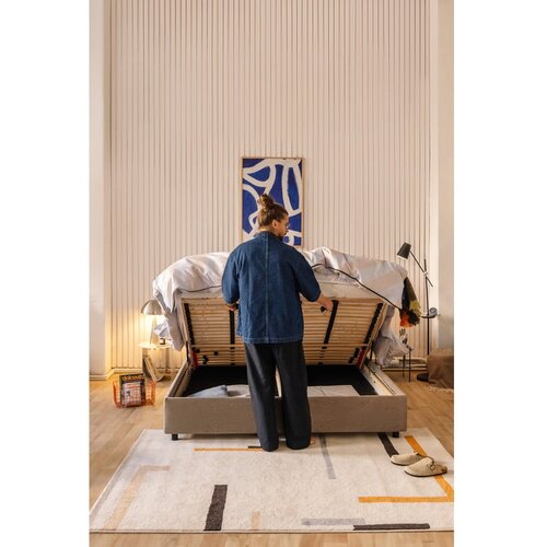 Bonami Selection Smeđe-sivi tapecirani bračni krevet s podnicom i prostorom za odlaganje 180x200 cm Myra Bold &amp;ndash; Slike