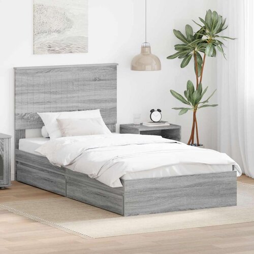  Krevet s od storage Siva Sonoma 100 x 200 cm Konstruirano drvo Cijene