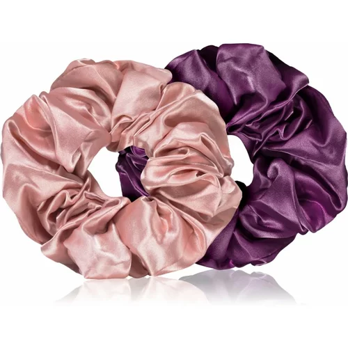 BrushArt Hair Large satin scrunchie set gumice za kosu Pink & Violet (2 kom)