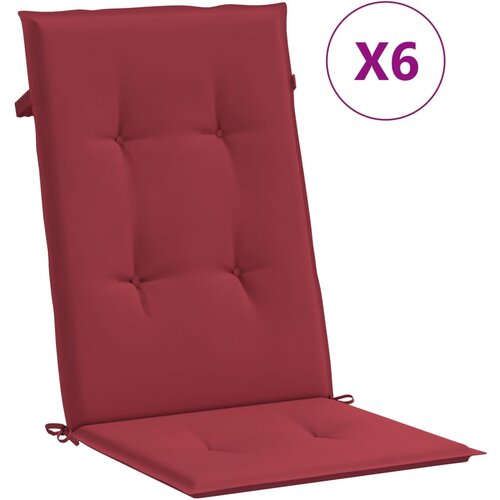 vidaXL jastuci za vrtne stolice 6 kom crvena boja vina 120 x 50 x 3 cm Cijene
