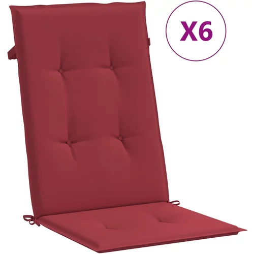 vidaXL jastuci za vrtne stolice 6 kom crvena boja vina 120 x 50 x 3 cm