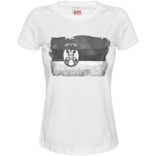 011Shop Ženska majica kratkih rukava Zastava siva, Bela Slike