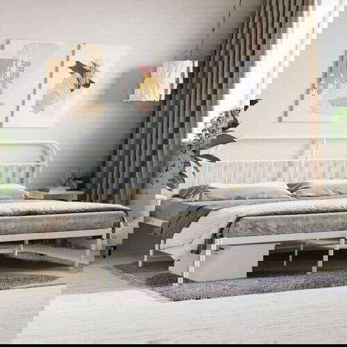 Metalni okvir za krevet s uzglavljem bijeli 200x200 cm Cijene