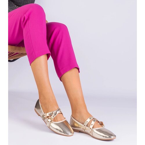 Gemre Golden eco-leather ballerinas decorated with buckles Emmarino Cijene