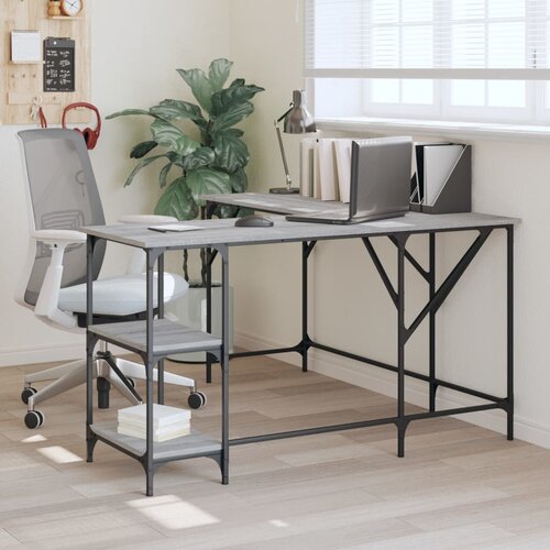 VidaXL Pisalna miza siva sonoma 139x139x75 cm inženirski les Slike