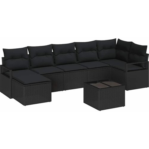  Set sofe 8 kom. Crna poliratan 287 x 122 x 85 cm Slike