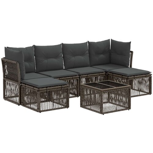 vidaXL Vrtna sedežna garnitura 7 pcs Siva poli ratan, (5000270262) Cene