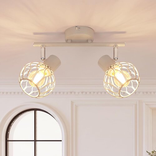 Nettlife Dvoglava LED stropna svetilka &amp;ndash; vtičnica E14, vrtenje 350&amp;deg; | Siva kovinska stropna svetilka, notranja svetilka (žarnica ni priložena), (5000491353) Slike