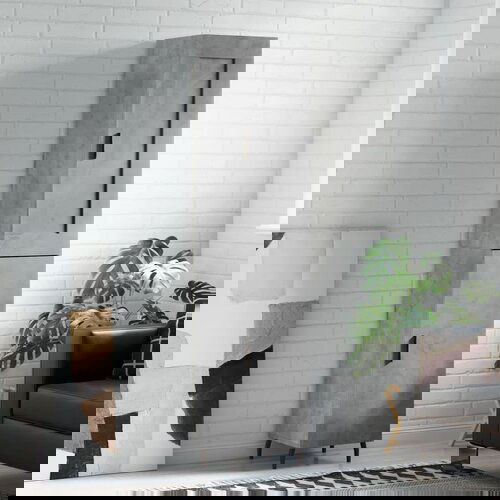 VidaXL Visoka omara betonsko siva 34,5x34x180 cm inženirski les Slike