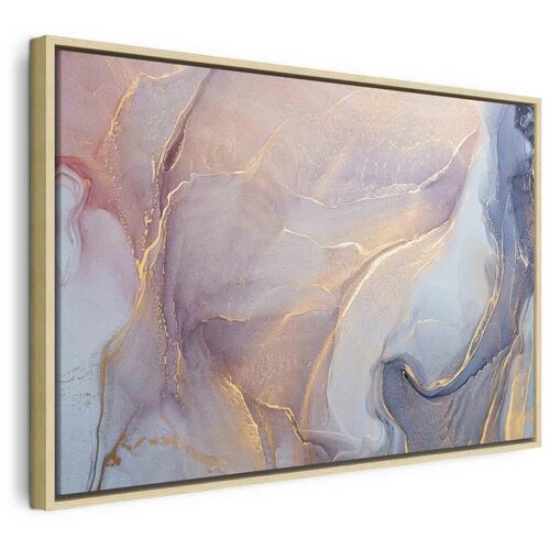  Slika - Pink and blue marble - abstract watercolour with gold accents 60x40 U prirodnom drvenom okviru Cijene