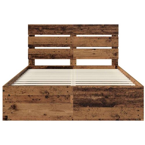  Okvir za krevet s uzglavljem Staro drvo 150 x 200 cm Slike